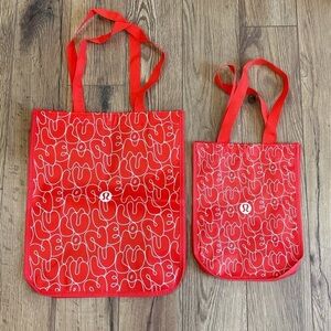 Lululemon Reusable Tote Bags In Bubble Red 1 Large, 1 Small